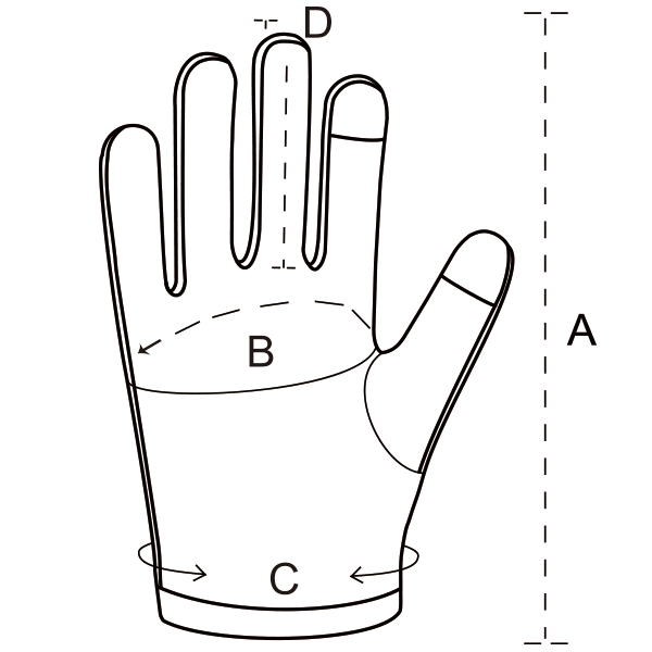 ストレッチ フィット グローブ（男女兼用）サイズ